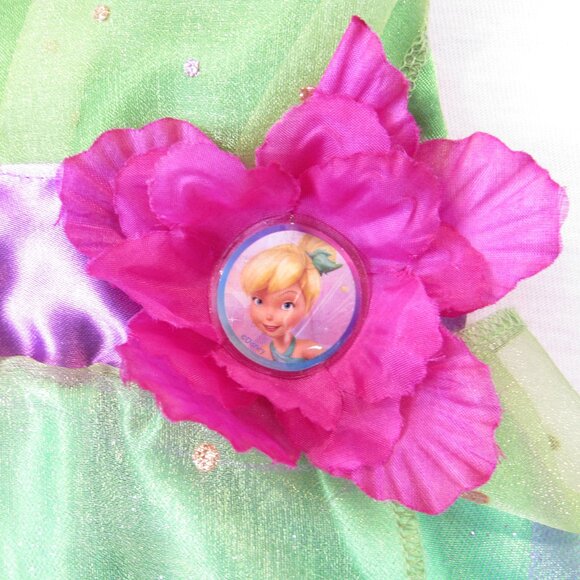 Disney Tinkerbell Fantasy Play Costume Girl's Size 4-6X Sparkly Dress W/Wings - Picture 2 of 14